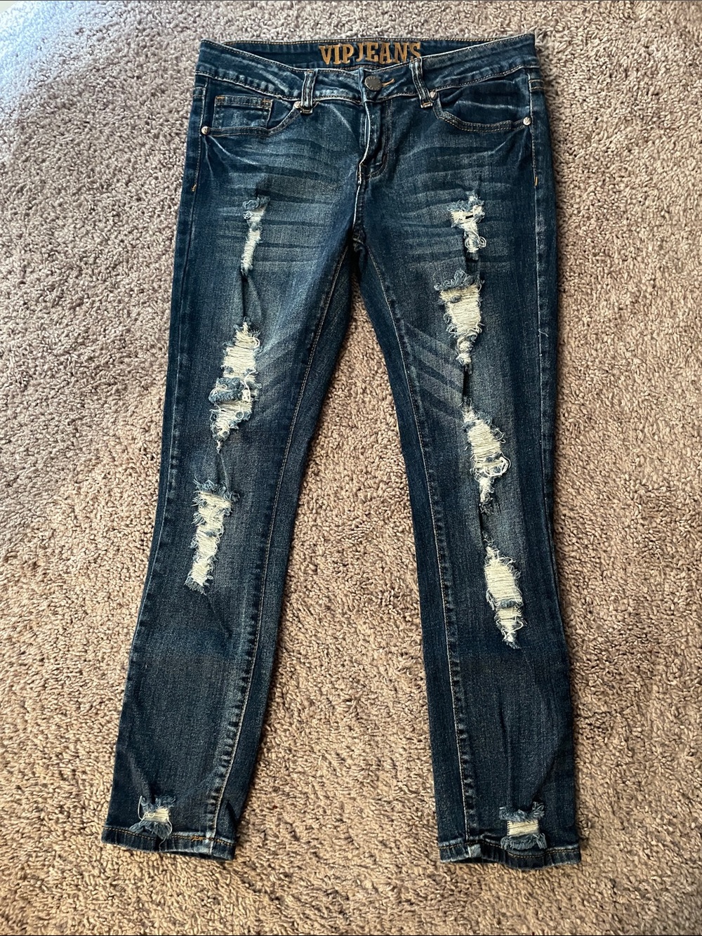 VIP Dark Blue Ripped Skinny Jeans